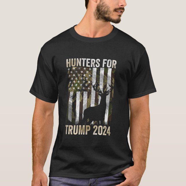 T-shirt Chasseurs Pour Trump 2024 Président Camouflage Dee (Devant)