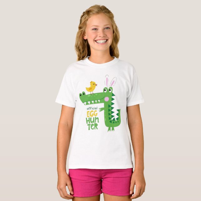 T-shirt chasseuse d'œufs de dinosaure adorable et  (Devant entier)