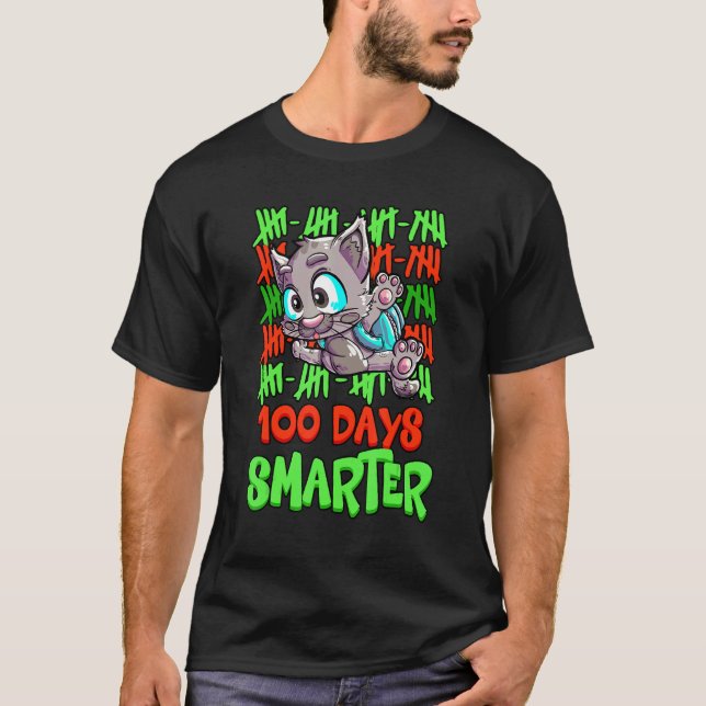 T-shirt Chat 100 Jours D'école 100 Jours Plus Intelligent (Devant)