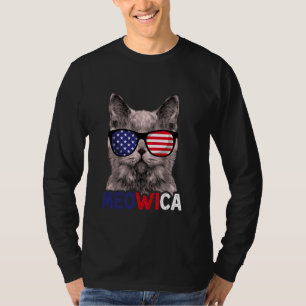 T-shirt Chat 4 juillet Meowica Hommes Drapeau américain Ki
