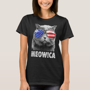 T-shirt Chat 4 juillet Meowica Hommes Usa American F