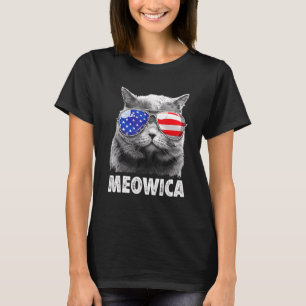 T-shirt Chat 4 juillet Meowica Hommes Usa American F