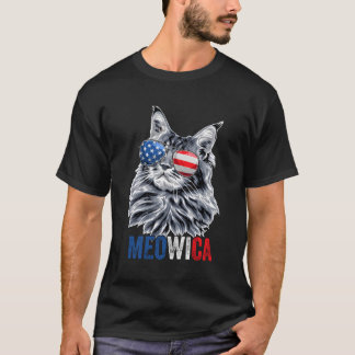 T-shirt Chat 4 juillet Meowica Lunettes de soleil Drapeau 