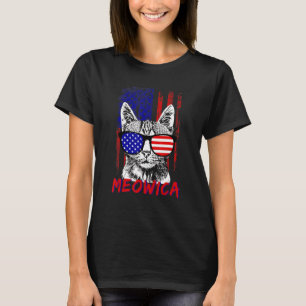 T-shirt Chat 4 juillet Meowica Merica Drapeau américain S
