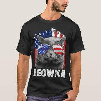 T-shirt Chat 4 juillet Meowica Merica Enfants Garçons Fill