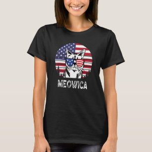 T-shirt Chat 4 juillet Meowica Merica États-Unis Drapeau a