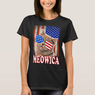 T-shirt Chat 4 juillet Meowica Merica États-Unis Drapeau a