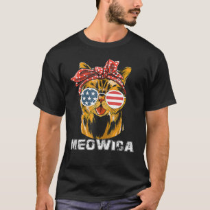 T-shirt Chat 4 juillet Meowica Merica États-Unis Drapeau a