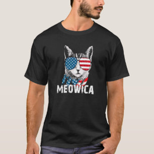 T-shirt Chat 4 juillet Meowica Merica Hommes Drapeau amér