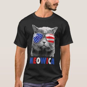 T-shirt Chat 4 juillet Meowica Merica Hommes Drapeau amér