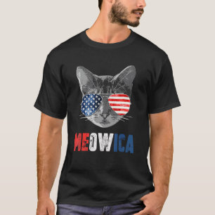 T-shirt Chat 4 juillet Meowica Merica Hommes Drapeau amér