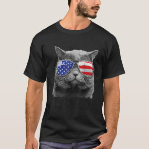 T-shirt Chat 4 juillet Meowica Merica Hommes Femmes USA Am