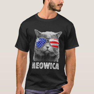 T-shirt Chat 4 juillet Meowica Merica Hommes USA American 
