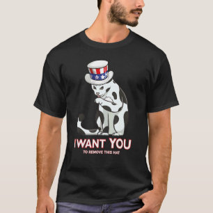 T-shirt Chat 4 juillet Oncle Sam Chapeau États-Unis Chat