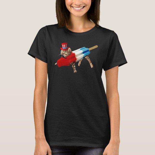 T-shirt Chat 4 juillet Popsicle Retro Bomb Independence D (Devant)