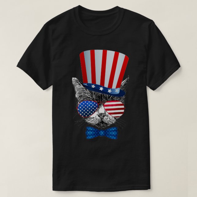 T-shirt Chat 4 juillet USA Drapeau américain Femmes patrio (Design devant)