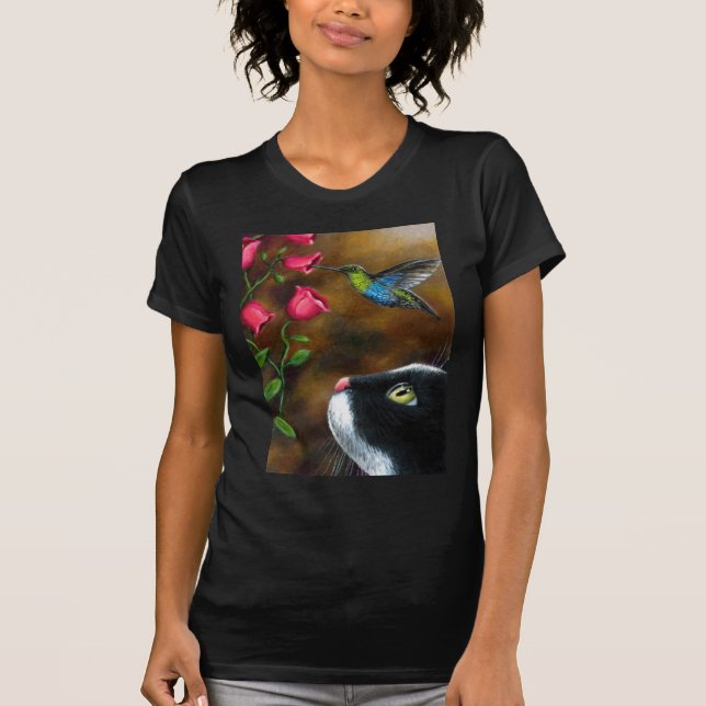 T-shirt Chat 571 Tuxedo avec colibri (Devant)