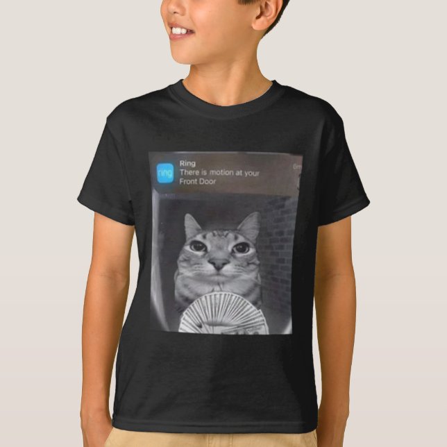 T-shirt Chat à anneau avec mème de mouvement (Devant)