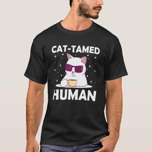T-shirt Chat a apprivoisé l'humain Chat  Amis Chatons Copa (Devant)