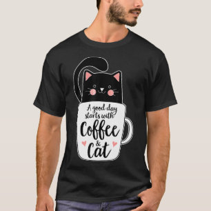 T-shirt Chat à café noir
