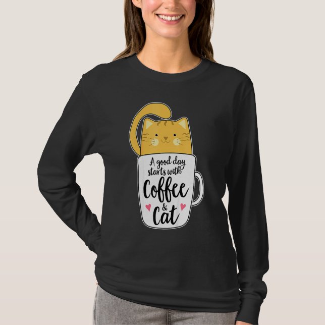 T-shirt Chat à café orange Mug Cat (Devant)