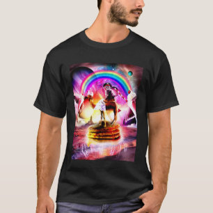T-shirt Chat à Cheval sur un Chameau avec des Crêpes et un
