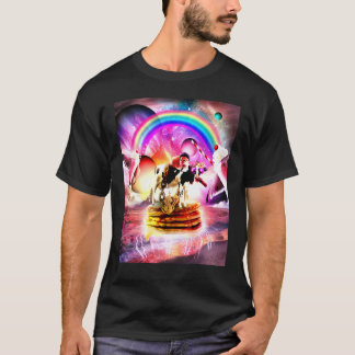 T-shirt Chat à Cheval sur une Vache avec des Crêpes et un