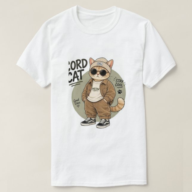T-shirt Chat à cordon (Design devant)