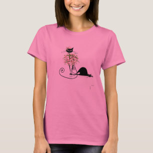 T-shirt Chat à fleurs