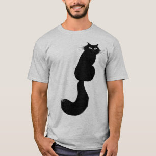 T-shirt Chat à Kitty Noir Longhané Au-Dessus De L'Épaule