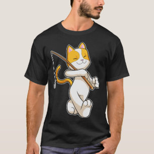 T-shirt Chat à la pêche avec canne à pêche