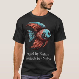 T-shirt Chat à la pêche avec canne à pêche et poisson