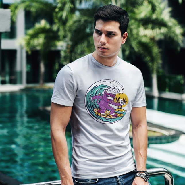 T-shirt Chat à la pizza de surf (Créateur téléchargé)