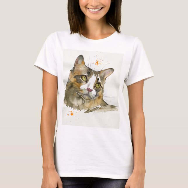 T-shirt Chat à l'aquarelle (Devant)