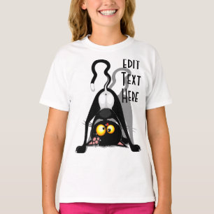 T-shirt Chat à l'envers Personnage de dessin animé drôle