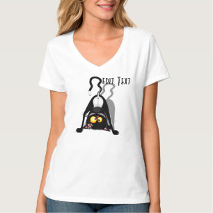 T-shirt Chat à l'envers Personnage de dessin animé drôle