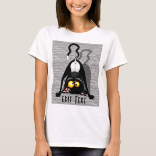 T-shirt Chat à l'envers Personnage de dessin animé drôle