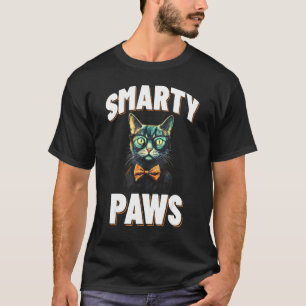 T-shirt Chat à pattes intelligentes portant des lunettes