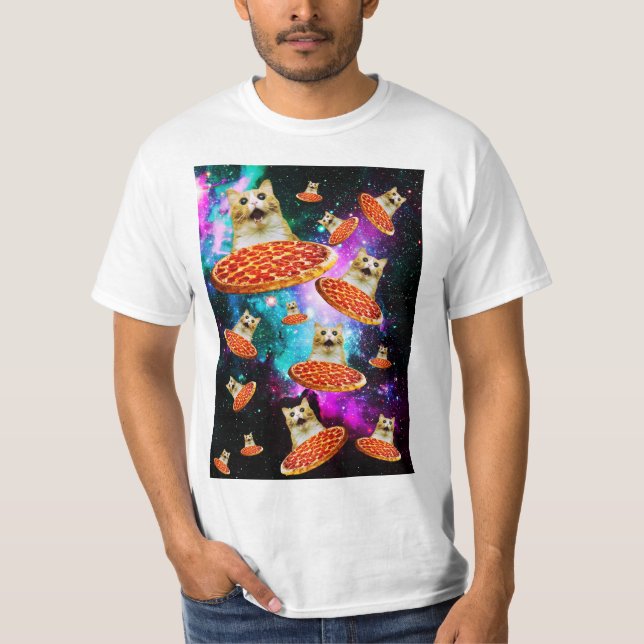 T-shirt Chat à pizza de l'espace amusant (Devant)