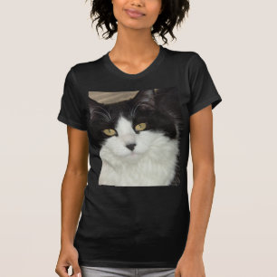 T-shirt Chat à poil noir et blanc