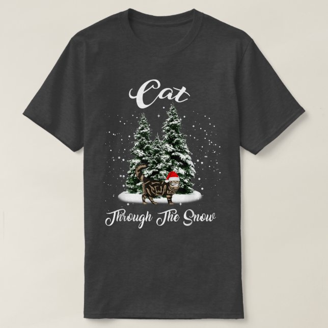 T-shirt Chat à travers la neige Père Noël Tabby Noël (Design devant)