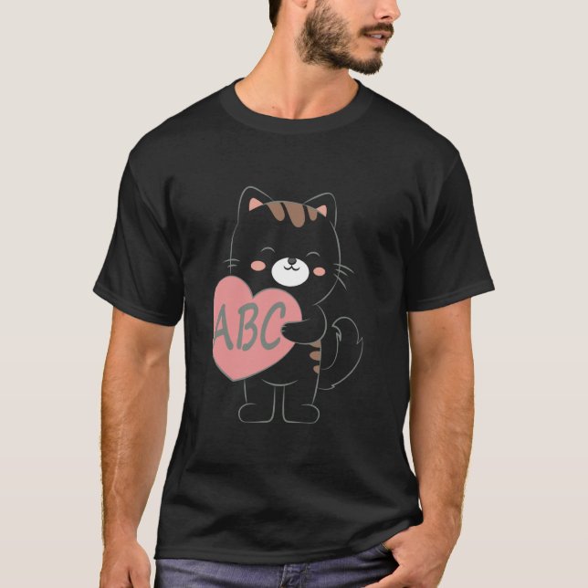 T-shirt Chat ABC avec cœur (Devant)