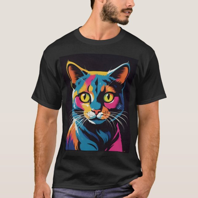 T-shirt Chat Abstrait style années 1970 (Devant)