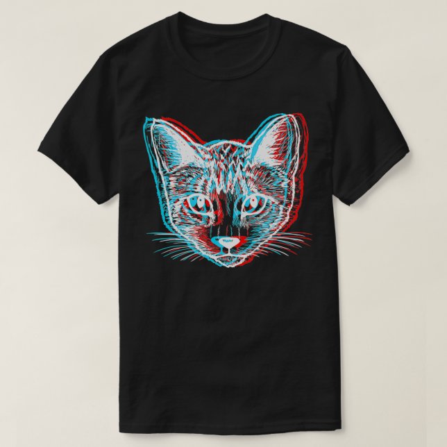 T-shirt Chat Abstrait Vaporwave Trippy Psychedelic Gif (Design devant)