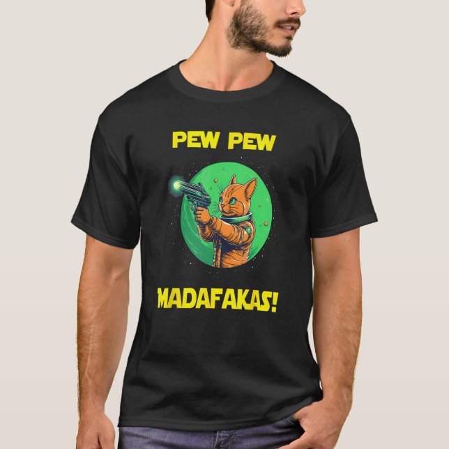T-shirt Chat abyssin astronaute spatial Pew Madafakas (Devant)