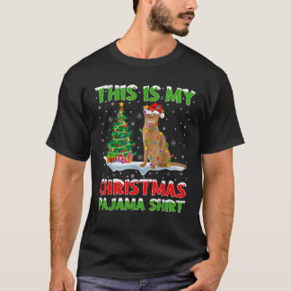 T-shirt Chat Abyssinien Xmas Lumières Arbre C'Est Mon Noël