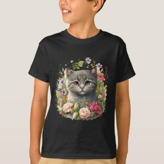 T-shirt Chat adorable chaton mignon floralpng