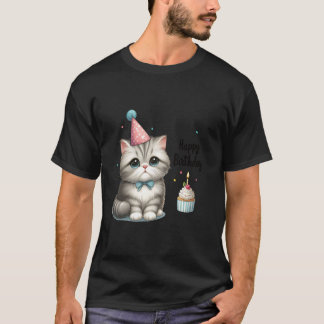 T-shirt Chat adorable de célébration d'anniversaire Chapea