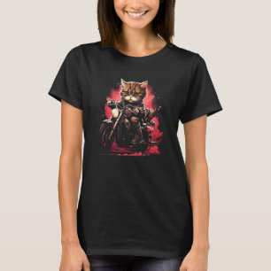 T-shirt Chat adorable équitation d'une moto Cool graphique