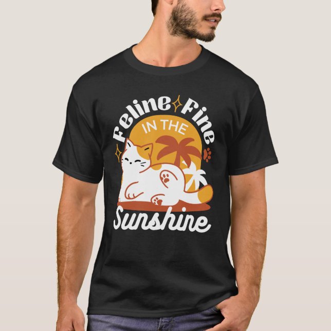 T-shirt Chat adorable se relaxer au soleil - Animal de com (Devant)